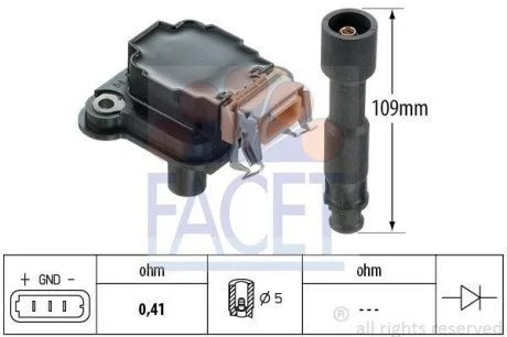Катушка зажигания Seat Alhambra 1.8 t 20v (97-10) Facet FACET 9.6254