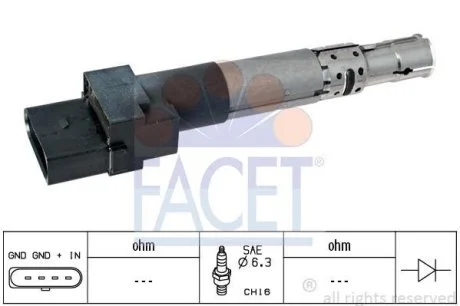 Катушка зажигания Audi Tt 3.2 v6 quattro (06-10) Facet FACET 9.6334