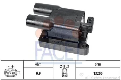 Катушка зажигания (на два циліндри) Hyundai i10 (03-)1.1i (9.6396) Facet FACET 96396