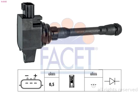Котушка запалювання Renault Logan II, Sandero II (17-) 1.0 B4D (9.6543) Facet FACET 96543