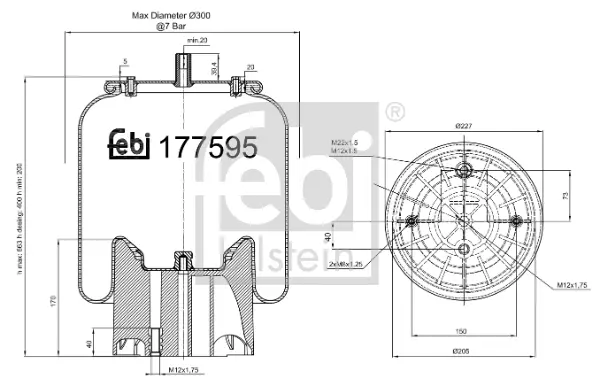 Подушка пневмопідвіски FEBI BILSTEIN 177595 (фото 1)