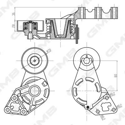 Ролік натяжний ременя генератора Audi A2/ Skoda Fabia/ VW Polo 1.4 TDI GMB GAT20870 (фото 1)