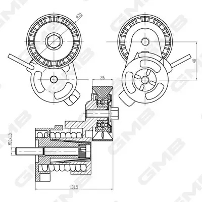 Ролік натяжний ременя генератора BMW 1/3/X1/Mini GMB GAT21490 (фото 1)