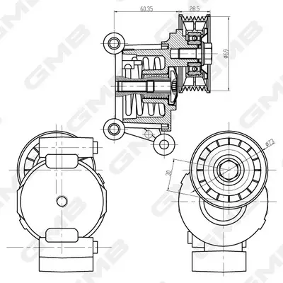 Ролик натяжной ремня генератора Mazda 3 BK/BL/ 5/ Volvo S40/V50/ Ford Focus/C‑Ma GMB GAT32770 (фото 1)