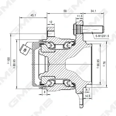 Маточина колеса задня Hyundai Sonata 15–19/ Tucson 15–21/ Veloster N 19–22 GMB GH35190A (фото 1)