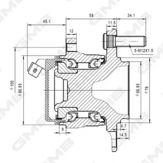 Маточина колеса задня Hyundai Sonata 15–19/ Tucson 15–21/ Veloster N 19–22 GMB GH35190A