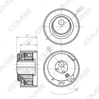 Направляючий ролик газорозподільного механізму GMB GTB0480