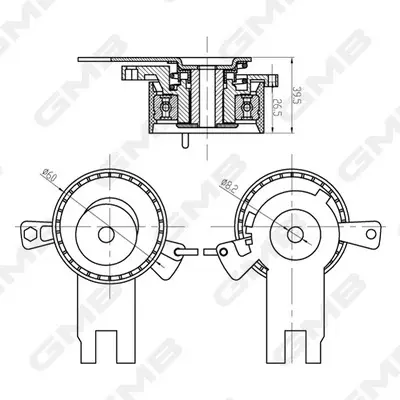 Натяжитель ремня ГРМ Ford Focus II/Kuga I/Mondeo IV/S‑Max/ Volvo C30/C70/S40/S60 GMB GTB0850 (фото 1)