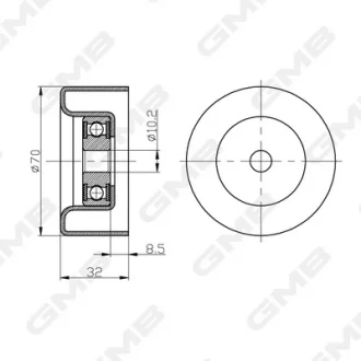 Ролік ременя ГРМ Toyota 4Runner/Camry/Highlander/Avalon/FJ Cruiser (1GR-FE, 2TR-FE, 2UZ-FE, 2AR-FE, 2AR-FXE, 2AZ-FE, 2GR-FE, 2GR-FKS, 3MZ-FE) GMB GTC0410