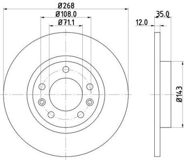 Диск тормозной с покрытием PRO; задн. HELLA 8DD355120491