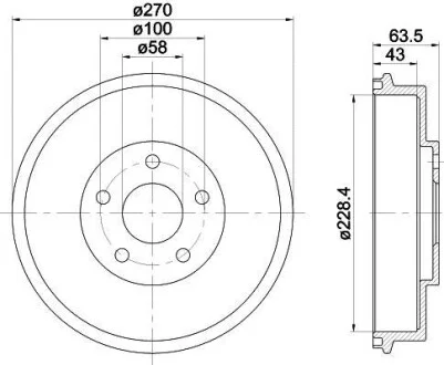Барабан тормозной; задн. HELLA 8DT355300911