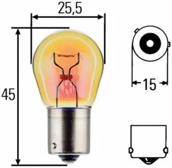 Лампа накаливания, PY21W 24V 21W BAU 15s Amber HELLA 8GA006841241