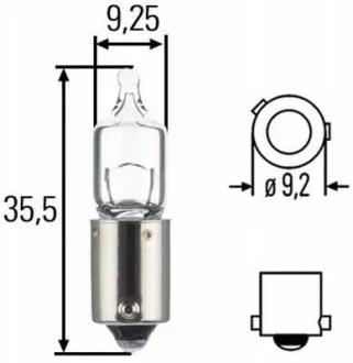Лампа накаливания, H6W 12V 6W BAX 9s HELLA 8GH007643121