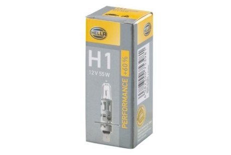 Лампа накаливания PERFORMANCE UP 60% TO H1 12V 55W P14,5s HELLA 8GH223498211