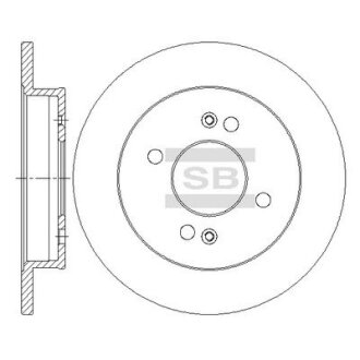 Диск тормозной (кратно 2) задний Kia Morning (04-) (D=234.0mm) Hi-Q (SANGSIN) SD2045