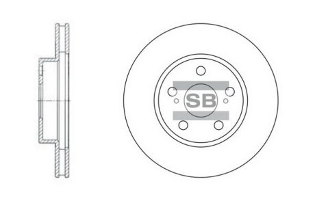 Диск гальмівний (кратно 2) передній (вентильований)Toyota Prius (-09) (D=255.0mm) HI-Q Hi-Q (SANGSIN) SD4013