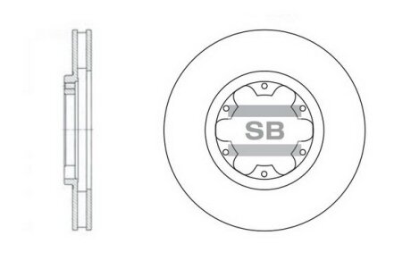 Диск гальмівний (кратно 2) передній (вентильований) Nissan Navara D22 (03-) (D=282.7mm) HI-Q Hi-Q (SANGSIN) SD4214