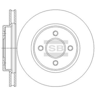 Диск тормозной (кратно 2) передний (вентилируемый) Nissan Note E11 (06-) (D=259. Hi-Q (SANGSIN) SD4253