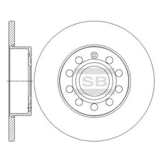Диск тормозной (кратно 2) задний Audi A3 (06-) (D=259.8mm) Hi-Q (SANGSIN) SD5407