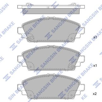 Колодки тормозные передние Honda ACCORD VII (CG,CK) (-02), Civic (02-) Hi-Q (SANGSIN) SP1572