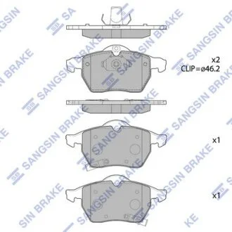 Колодки гальмівні передні Opel Astra G (-05), Zafira (02-), SAAB 9-3 (YS3E) (97-) HI-Q Hi-Q (SANGSIN) SP1757
