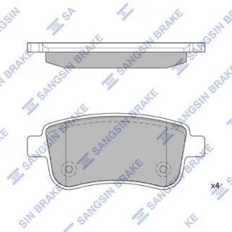 Колодки тормозные задние (дисковые) Renault Fluence (10-), Megane III (09-), Sce Hi-Q (SANGSIN) SP1839