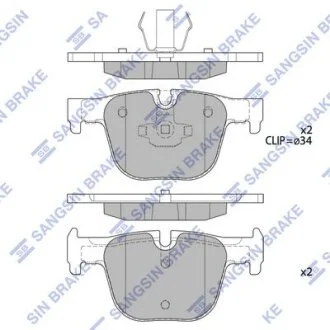 Колодки тормозные задние (дисковые) BMW 3 (F30, F35, F80) (11-) Hi-Q (SANGSIN) SP1952