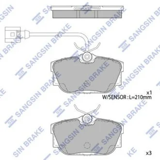 Колодки тормозные задние VW Transporter IV (70XA) (-03) Hi-Q (SANGSIN) SP1984