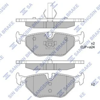 Колодки гальмівні задні (дискові) BMW 3 (-05), 5 (01-), SAAB 9-5 (YS3E) (-09)  HI-Q Hi-Q (SANGSIN) SP2162