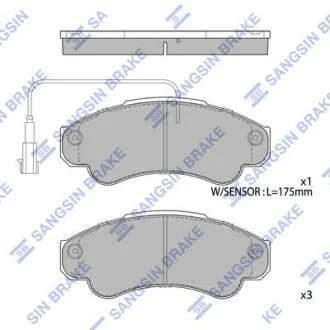 Колодки гальмівні передні Citroen Jumper (02-), Fiat Ducato (02-), Peugeot Boxer (02-)  HI-Q Hi-Q (SANGSIN) SP4033