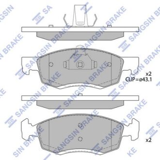 Колодки гальмівні передні Renault Logan (04-) HI-Q Hi-Q (SANGSIN) SP4099