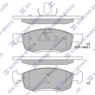 Колодки тормозные передние Renault Logan (04-) Hi-Q (SANGSIN) SP4099