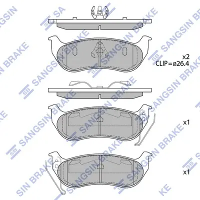 Колодки гальмівні задні Jeep Wrangler (05-), Cherokee (-08), Rubicon (TJ) (-07) HI-Q Hi-Q (SANGSIN) SP4167 (фото 1)