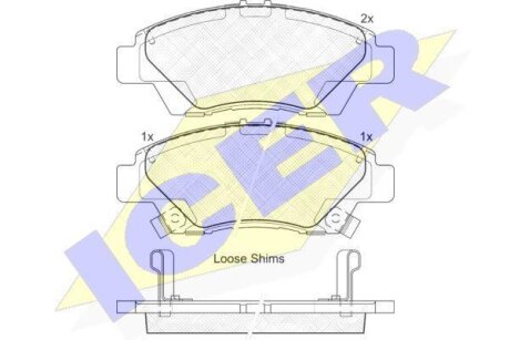Колодки гальмівні (передні) Honda Jazz 01-/City/Freed 08-/Insight 09- ICER 181906