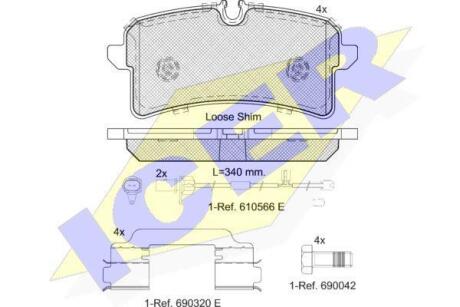 Комплект гальмівних колодок (дискових) ICER 182159