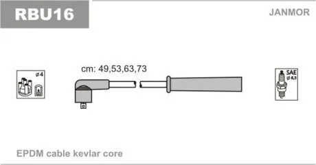 Високовольтні дроти Janmor RBU16