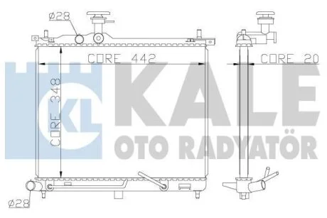 Радиатор охлаждения двигателя (паяный) Hyundai i10 (07-) 1.1i KALE OTO Kale 341970