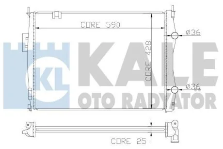 Радиатор охлаждения двигателя (паяный) Nissan Qashqai (06-) 2.0i MCVT  K Kale 342055