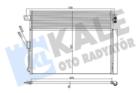 Радіатор кондиціонера Jeep Grand Cherokee IV (With Oil Cooler) KALE OTO RADYATOR Kale 343185
