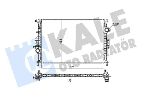 Радіатор охолодження двигуна (паяний) Ford Focus III (11-), Kuga (08-), Mondeo IV (07-)/Volvo S60 (10-), S80 (07-) KALE OTO RADYATOR Kale 346120