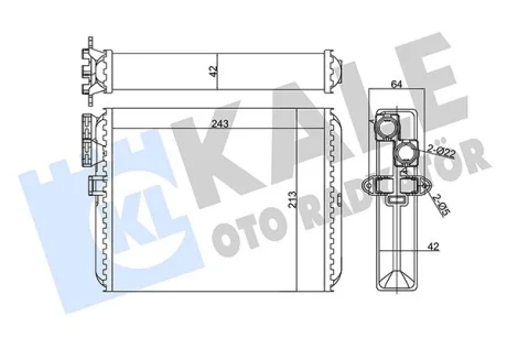 Радиатор отопителя Volvo S60 (01-), S80 (99-), V70 (00-), XC70 (02-), XC90 (02-) Kale 346430