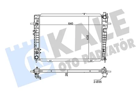 Радіатор охолодження двигуна (паяний) Hyundai Tucson, KIA Sportage (04-) 2.0 CRDI, 2.0 CVVT, 2.7 CVVT KALE OTO RADYATOR Kale 351240
