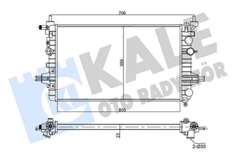 Радіатор охолодження двигуна Opel Astra H (04-), Zafira B (05-) 1.6i, 1.8i KALE OTO RADYATOR Kale 357020