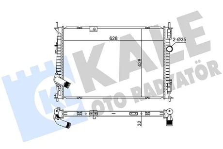 Радіатор охолодження двигуна (паяний) Nissan Qashqai (07-) 1.6i, 1.6DCi KALE OTO RADYATOR Kale 363185