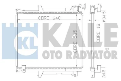Радіатор охолодження двигуна (паяний) Mitsubishi L200 (05-) 2.5Di-D  KALE OTO RADYATOR Kale 370400