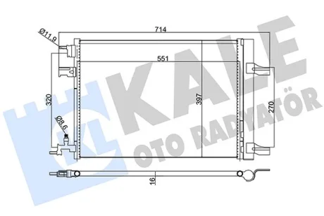 Радіатор кондиціонера Chevrolet Cruze, Orlando, Opel Astra J, Astra J Gtc KALE OTO RADYATOR Kale 391100
