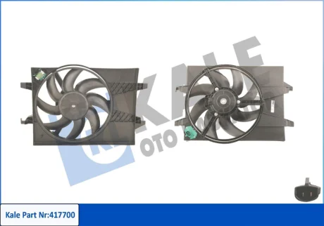 Вентилятор охолодження радіатора (з дифузором) Ford Fiesta (01-), Fusion (02-) 1.4TDCi KALE OTO RADYATOR Kale 417700