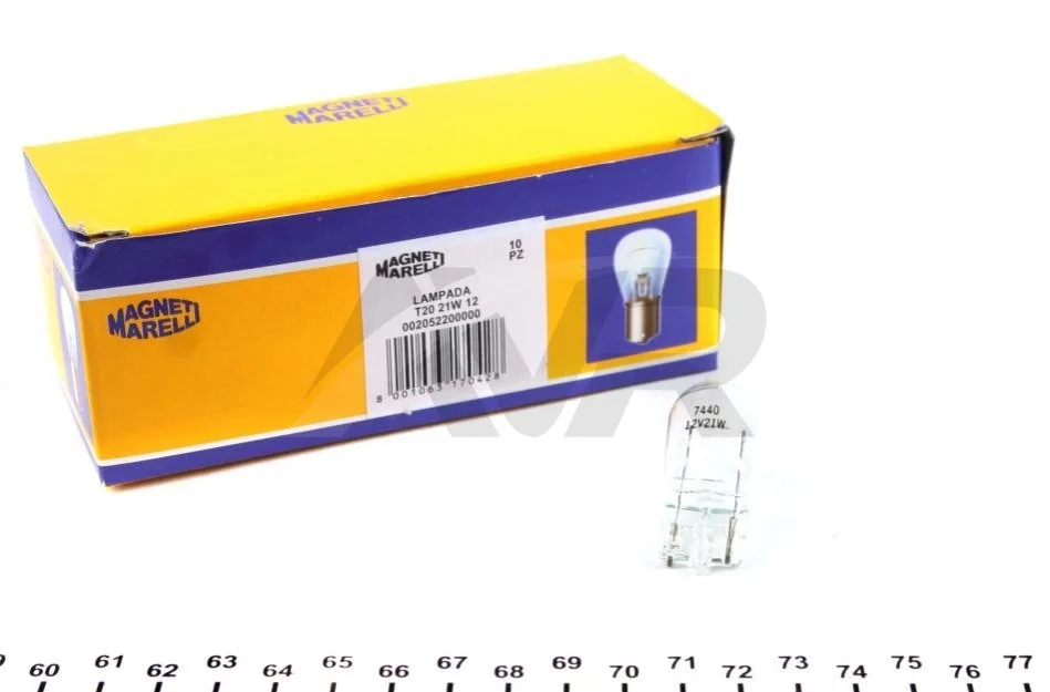 W21W 12 Лампа розжарювання 12V 21W T20 MAGNETI MARELLI 002052200000 (фото 1)