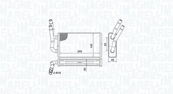 Радіатор пічки MAGNETI MARELLI 350218450000 (фото 1)