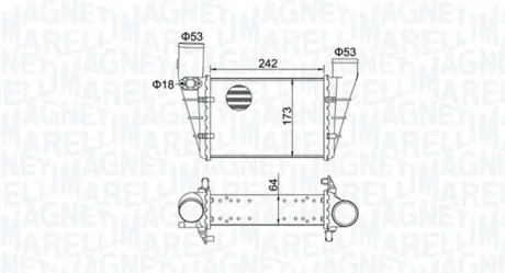 Інтеркулер AUDI A4 B5, A6 C5 VW PASSAT B3/B4, PASSAT B5, PASSAT B5.5 1.8-2.8 10.93-05.05 MAGNETI MARELLI 351319204070